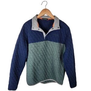 Orvis Quilted 1/4 Snap Sweatshirt Men's Medium Green Blue Pullover Jacket